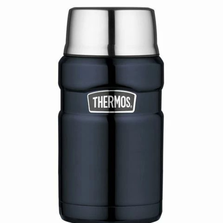 Lunch Boxes & Coolers * | Thermos Stainless Steel King Vacuum Food Jar Blue 710Ml