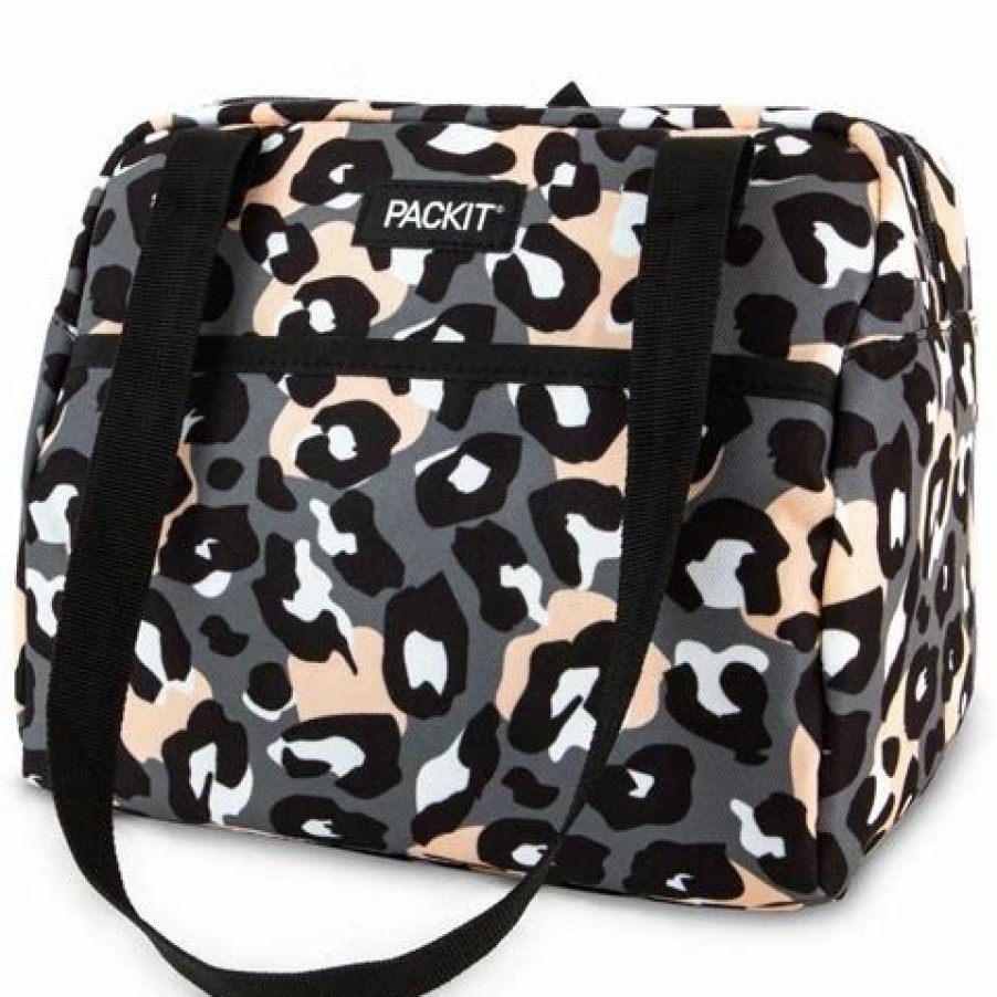 Lunch Boxes & Coolers * | Packit Freezable Hampton Lunch Bag Wild Leopard Grey