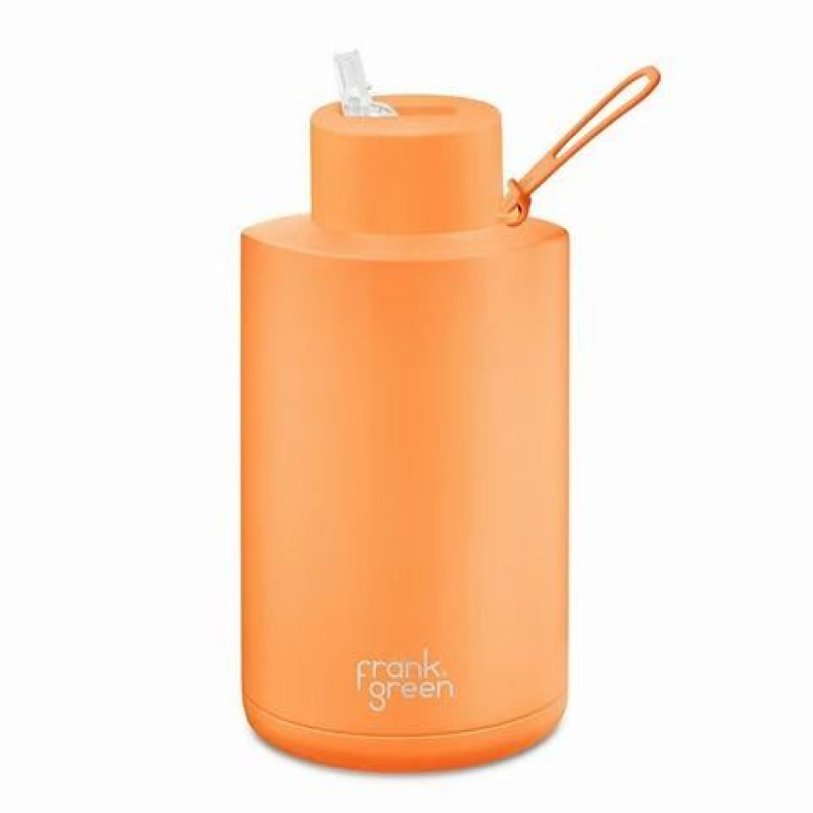 Drink Bottles * | Frank Green Ceramic Reusable Bottle W/Straw Lid Neon Orange 2L