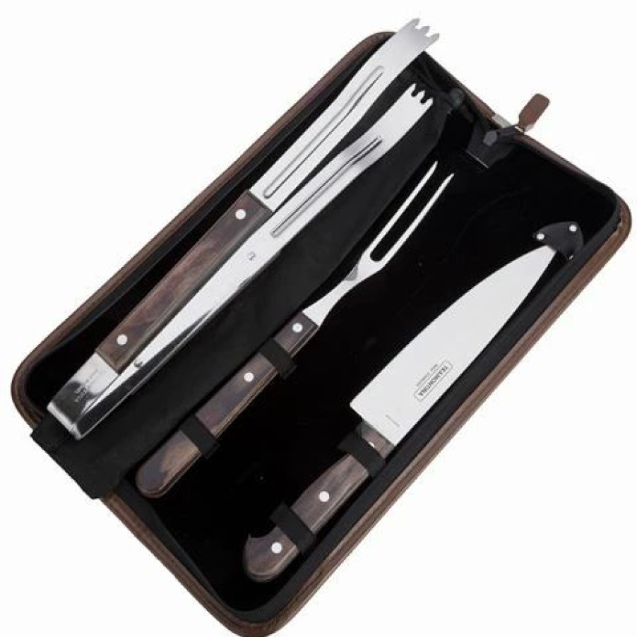 Barbecues, Tools & Accessories * | Tramontina Churrasco Bbq Carving Set W/ Leather Pouch 4Pce