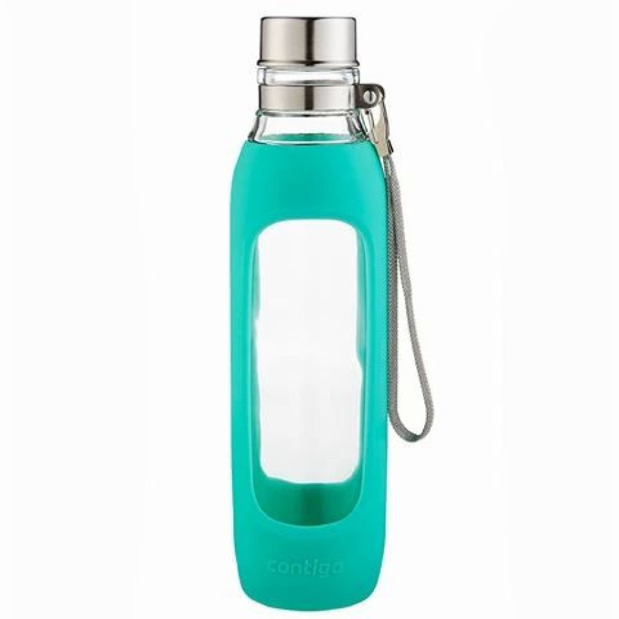 Drink Bottles * | Contigo Purity Glass Water Bottle Gradey Jade 590Ml