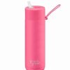 Drink Bottles * | Frank Green Neon Pink Reusable Bottle W/Straw 595Ml