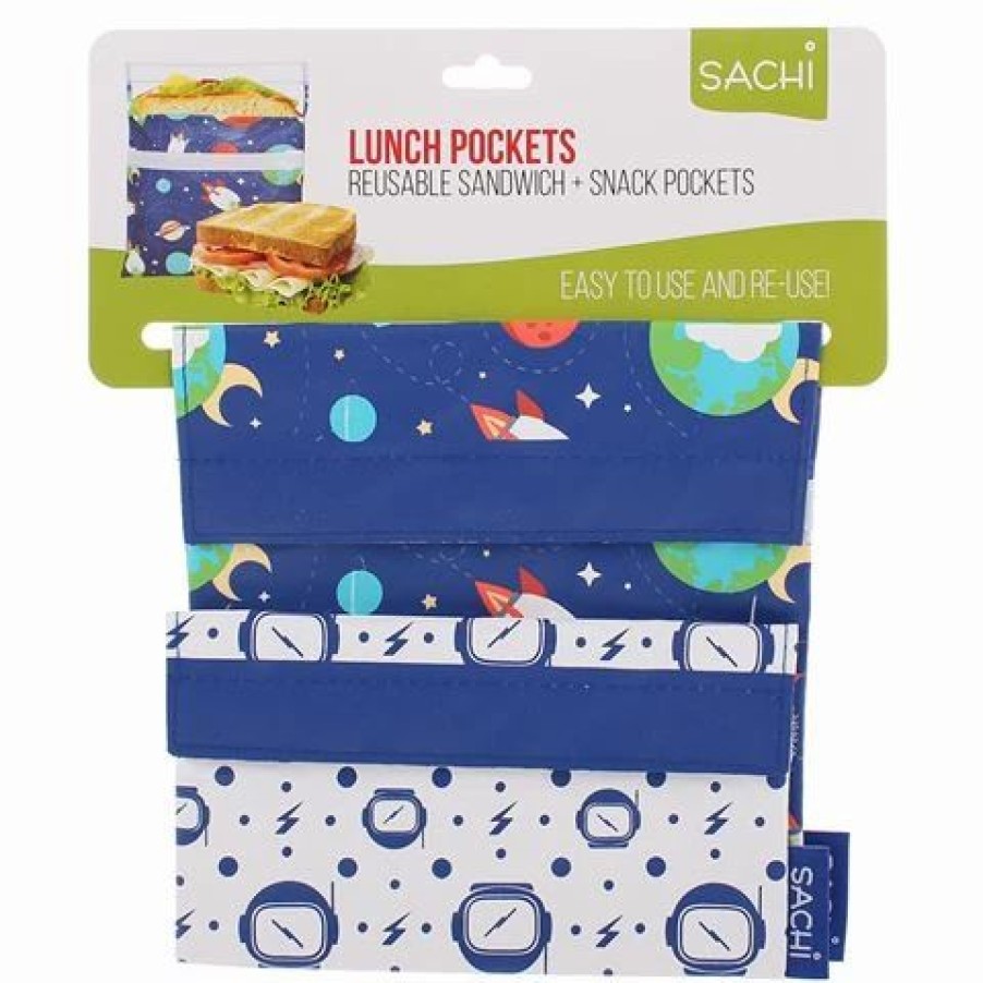 Lunch Boxes & Coolers * | Sachi Lunch Pockets Outer Space Set 2Pce