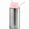 Drink Bottles * | Frank Green Ceramic Reusable Bottle W/Straw Lid Silver/Blushed 1L