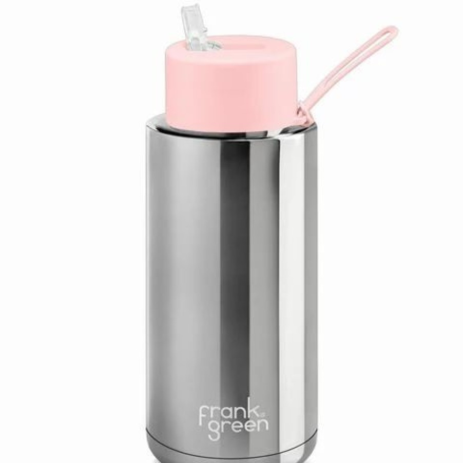 Drink Bottles * | Frank Green Ceramic Reusable Bottle W/Straw Lid Silver/Blushed 1L