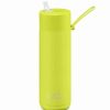 Drink Bottles * | Frank Green Neon Yellow Reusable Bottle W/Straw 595Ml