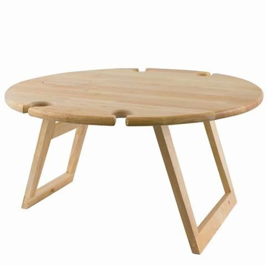 Outdoor Chairs & Accessories * | Peer Sorensen Folding Round Picnic Table Rubberwood 50Cm