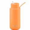 Drink Bottles * | Frank Green Neon Orange Reusable Bottle W/Straw 1L