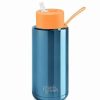 Drink Bottles * | Frank Green Ceramic Reusable Bottle W/Straw Lid Blue/Neon Orange 1L