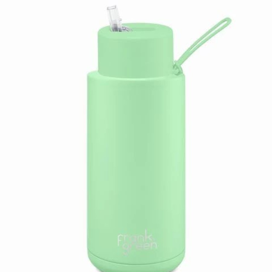 Drink Bottles * | Frank Green Ceramic Reusable Bottle W/Straw Lid Mint Gelato 1L