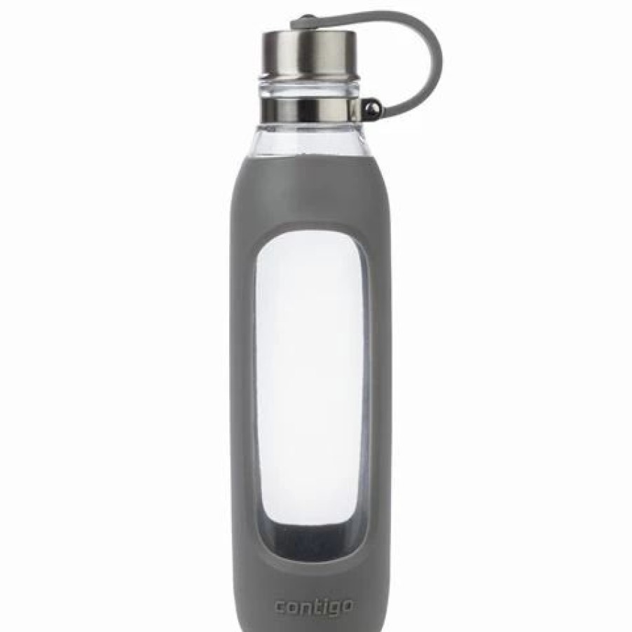 Drink Bottles * | Contigo Purity Glass Water Bottle Smoke 590Ml