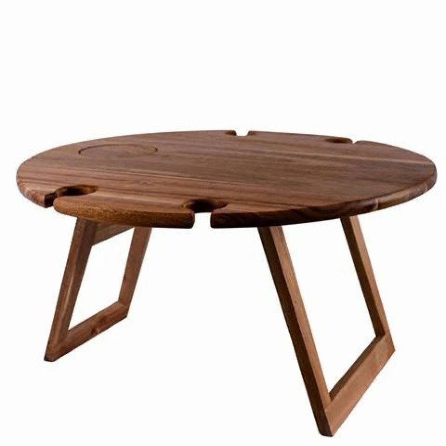 Outdoor Chairs & Accessories * | Peer Sorensen Folding Round Picnic Table Acacia Wood 50Cm