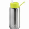 Drink Bottles * | Frank Green Ceramic Reusable Bottle W/Straw Lid Silver/Neon Yellow 1L