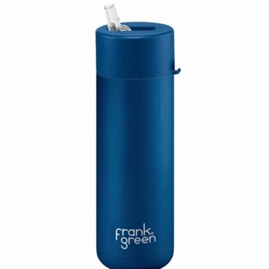 Drink Bottles * | Frank Green Drink Bottle W/Straw Deep Ocean 595Ml