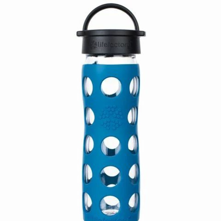 Drink Bottles * | Lifefactory Life Factory Glass Bottle Classic Cap Tahoe Blue 475Ml