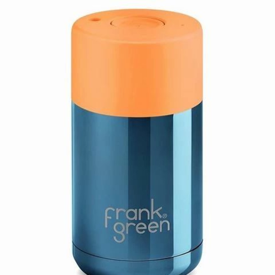 Drink Bottles * | Frank Green Limited Edition Ceramic Reusable Cup Blue/Neon Orange 295Ml