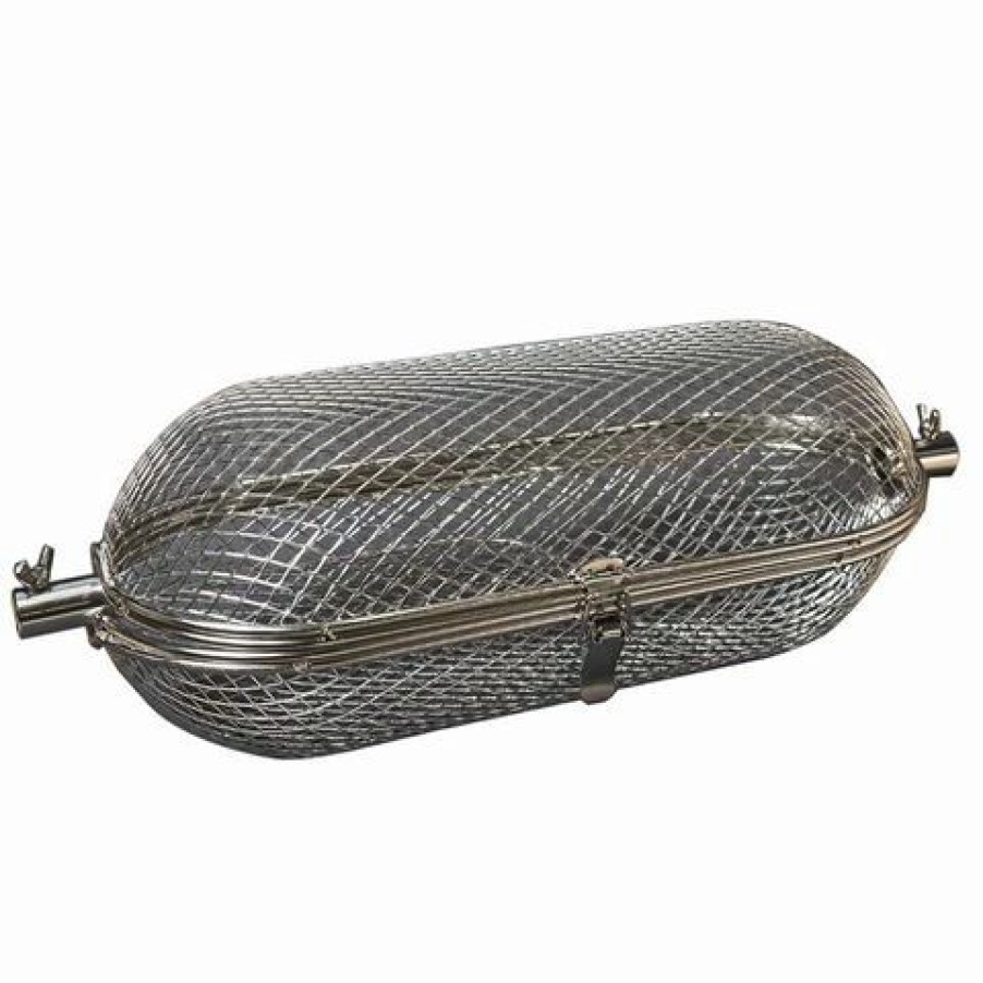 Barbecues, Tools & Accessories * | Flaming Coals Rotisserie Basket Round Cage Tumbler